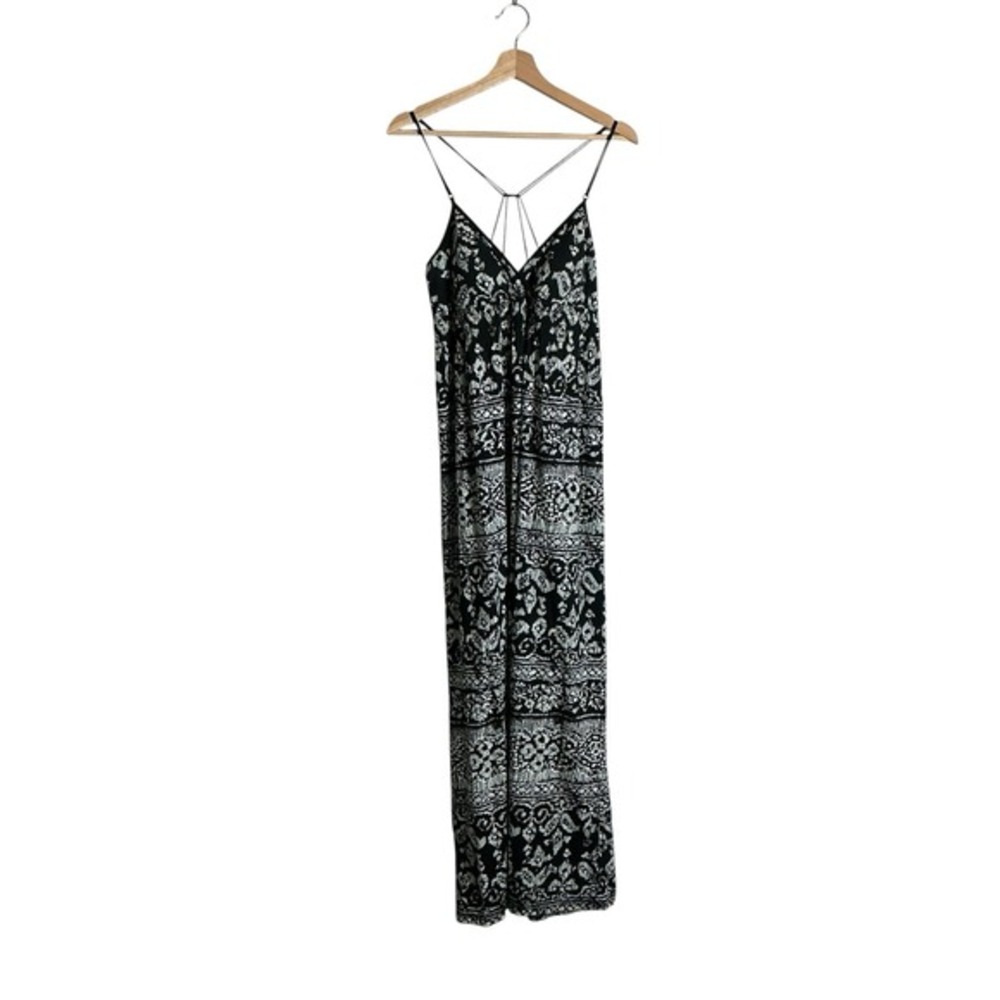 Vintage Y2K Currants Small Black‎ White Babydoll Empire Waist Maxi Dress Strappy